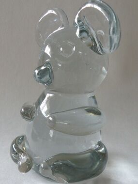 Delightful 1970s Vintage Clear Crystal Koala Bear Paperwieght Shelf Sitter